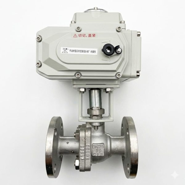 Q941电动球阀02 Q941F electric ball valve structure showing two body styles: Q941F-40 split-body design and Q941F-16Q/25Q/16C/25 three-piece construction, integral electric motor actuator with aluminum housing and position indicator, floating ball with PTFE seats, anti-blowout stem, flanged end connections with dimension annotations